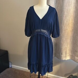 Charlie, Charlie Charlotte, short sleeve dark blue size large dress